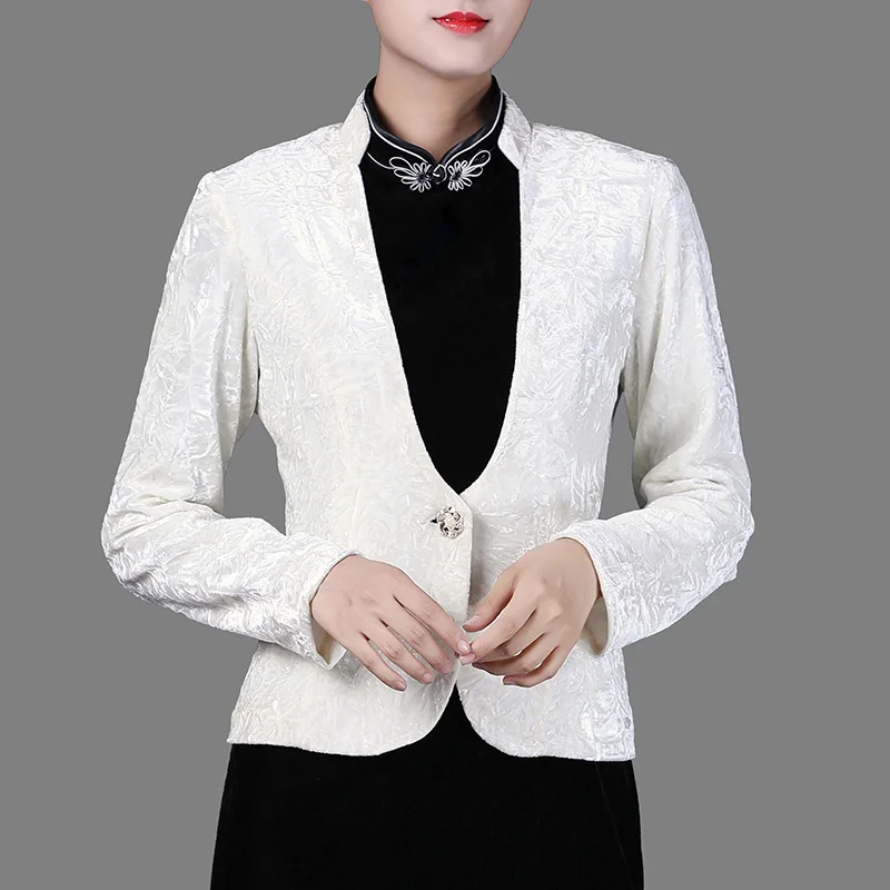 Двубортный жакет золотой Бархатный женский осенний кардиган большого размера S