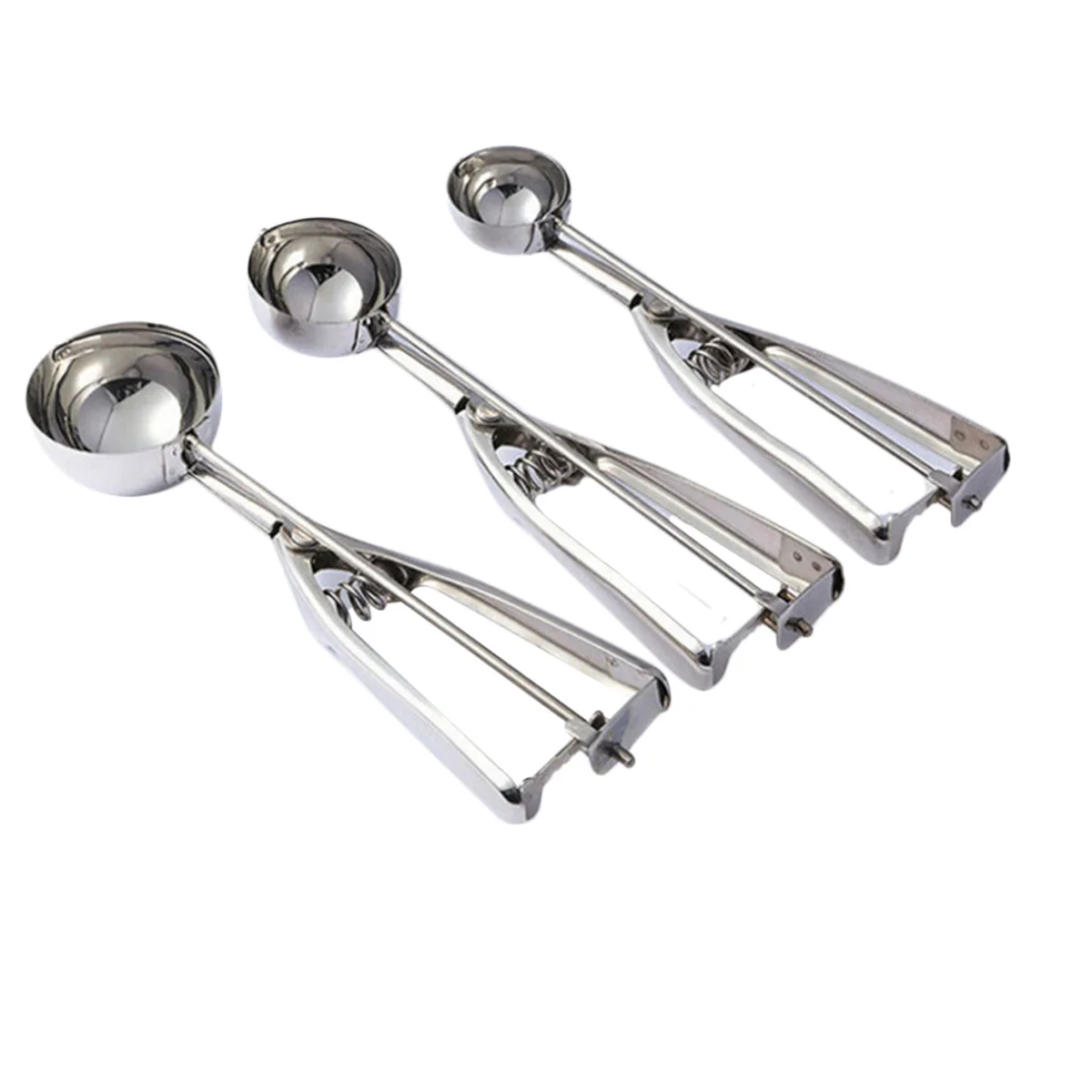 

AA Cookie Scoops 3 pcs Set Ice Cream Scoop with Trigger Stainless Steel Cupcake Scoop for Baking Melon Ball Cupcakes