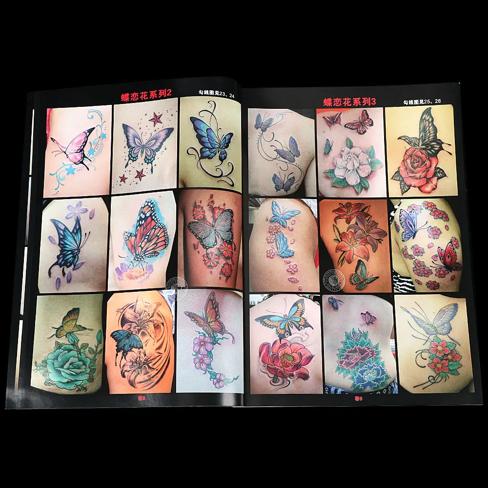 Тату книга бабочка любовь цветок тату красивый А4 Размер эскиз контур Бабочка