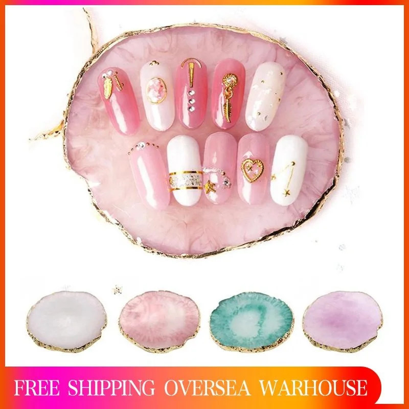 

Natural Resin Agate Nail Art Color Paint Palette Holder Drawing Plate Gel Polish Tips Nail Color Mixing Display Palette Nail Art