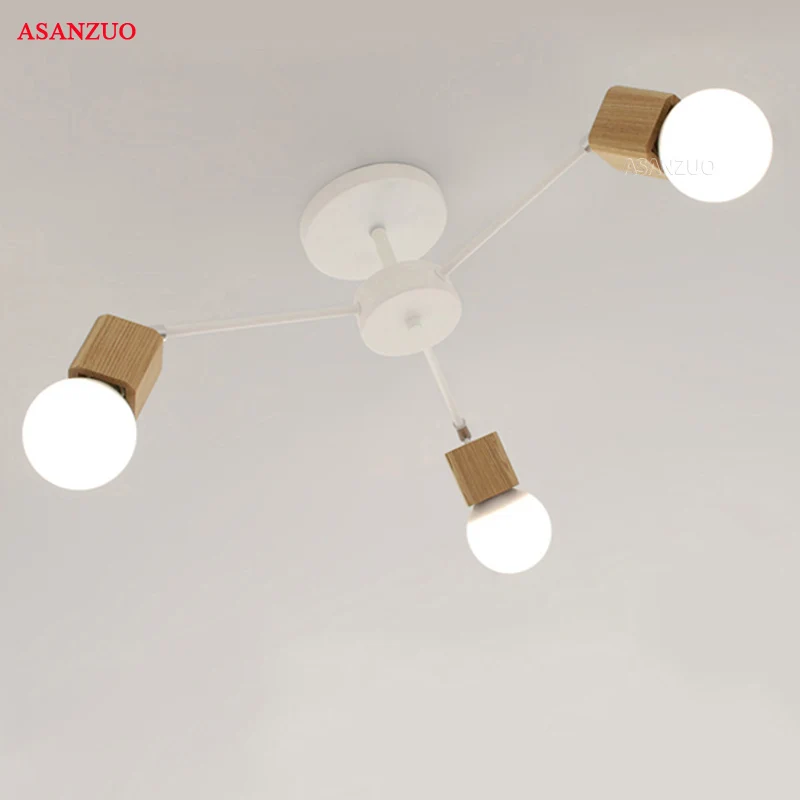 Скандинавский потолочный светильник из железного дерева современный домашний