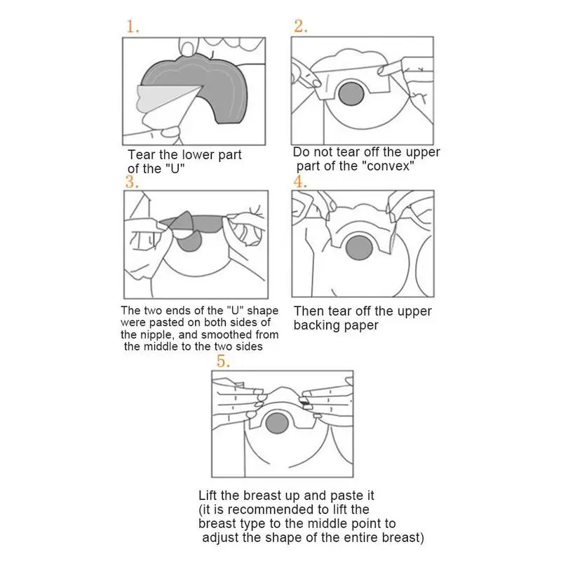 

5 pairs of a pack of breast lifting stickers, anti-bumps, upper support, nipple lifting stickers, anti-sagging breast invis S0G4