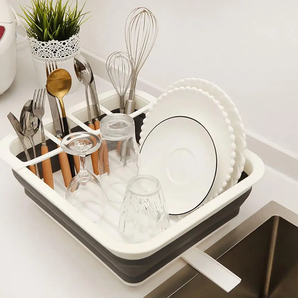 

Kitchen Foldable Dish Rack Storage Holder Drainer Bowl Tableware Plate Portable Drying Rack Home Shelf Dinnerware Organizer