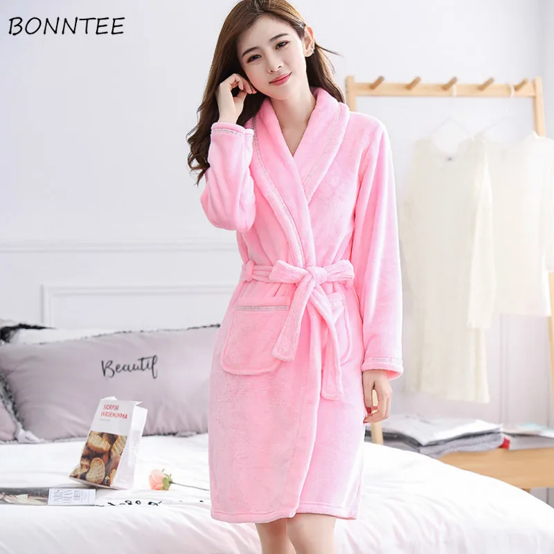 

Robes Women Thicken Flannel Warm Loose Causal Womens Long Sleeve Bathrobe Soft Korean Style Printed Elegant Trendy Sleepwear New
