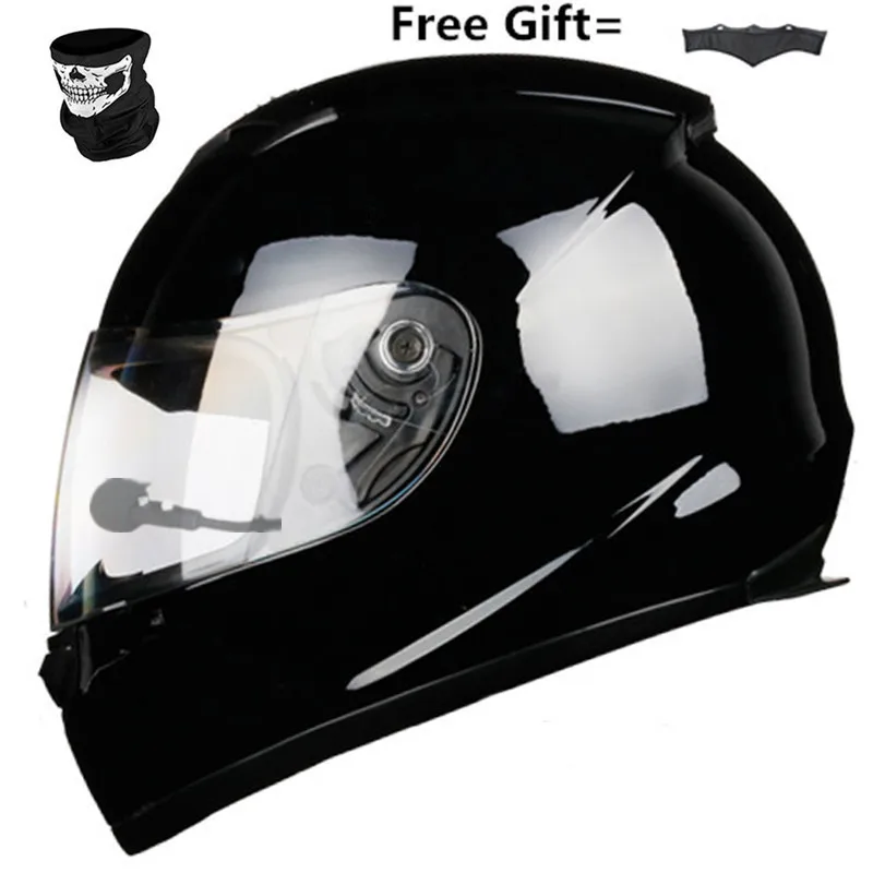 Enlarge Bluetooth-compatible Helmet Full face Cascos DOT Cool Motorcycle Helmet Casco Black Motorbike Helmets Gloss Black