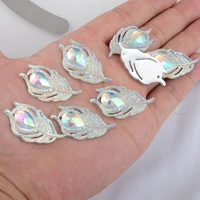 boliao diy 10pcs 2038mm 0 791 5in ab color peacock leaf resin shining white rhinestone flatback no hole home decor crafts