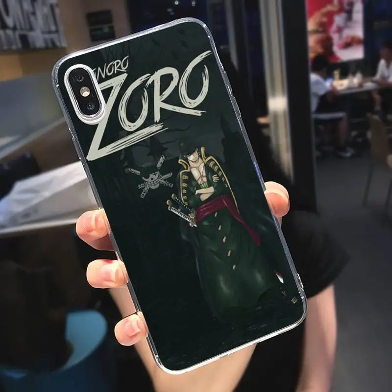 

Japan anime Roronoa Zoro one piece Phone Case Transparent soft For iphone 5 5s 5c se 6 6s 7 8 11 12 plus mini x xs xr pro max