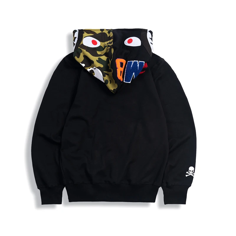 

Skull Hooded Cardigan Shark Sweatshirt Jacket Black M-2XL