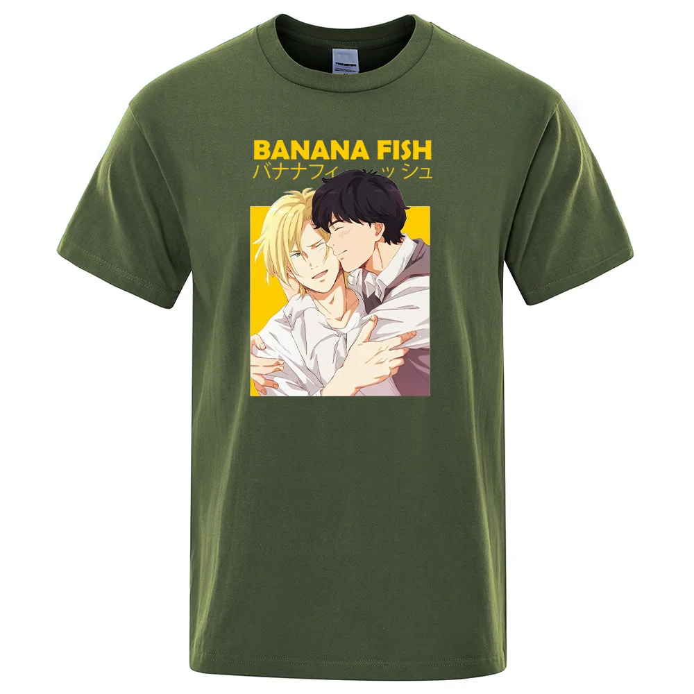 

Japan Anime Banaan Fish Prints T-shirt for men Comfoable loose T-shirts Cool Regular Mounting Top Comfoable Slender Man T-shirt