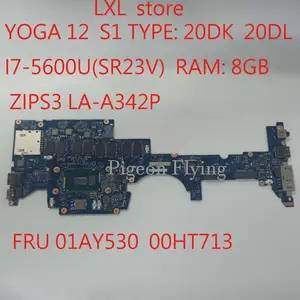 zips3 la a342p for lenovo thinkpad yoga 12 motherboard mainboard s1 cpui7 5600u ram8gb fru 01ay530 00ht713 100 test ok free global shipping