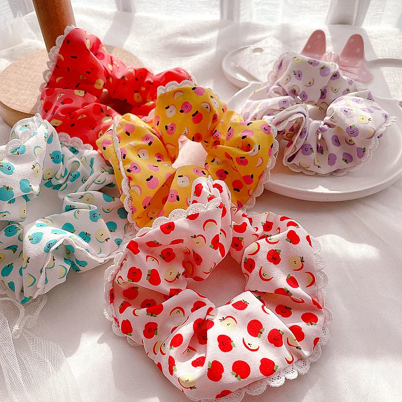 

Summer women candy color fruit hair scrunchies girl's hair Tie Accessories Ponytail Holder