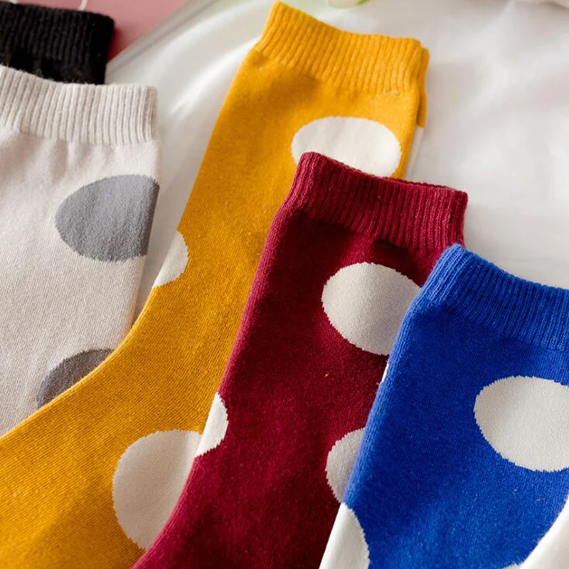 Модные хлопковые носки в горошек для женщин длинные стиле Харадзюку Cew корейские