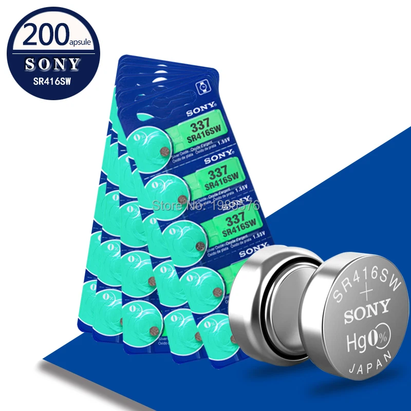 200 шт./лот Sony 100% оригинал 337 SR416SW 1 55 в оксид серебра часовая батарея Кнопочная