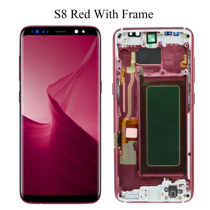 S8 Red Frame Экран 5,8 ''S8 для SAMSUNG Galaxy S8, сменный сенсорный ЖК-экран G950F G950 с рамкой - Цвет: S8 Red Frame