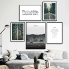 Горный велосипед для путешествий холст картины скандинавский лес Природа Пейзаж Плакат скандинавский принт Wall Art украшение дома