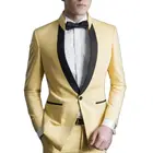 Светильник желтый одежда жениха костюмы свадебное платье для выпускного вечера; Обувь под деловой костюм, костюмы вечерние, свадебные костюмы, костюм homme mariage; Комплект из двух предметов (куртка + штаны)