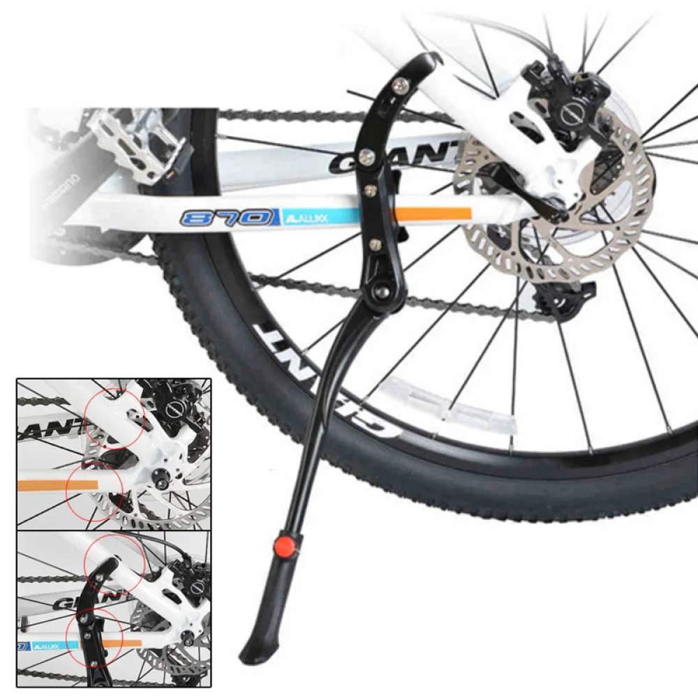 

General Aluminum Alloy Adjustable Mountain Cycling Sturdy Kickstand Kick Stand Mount for MTB (Black)