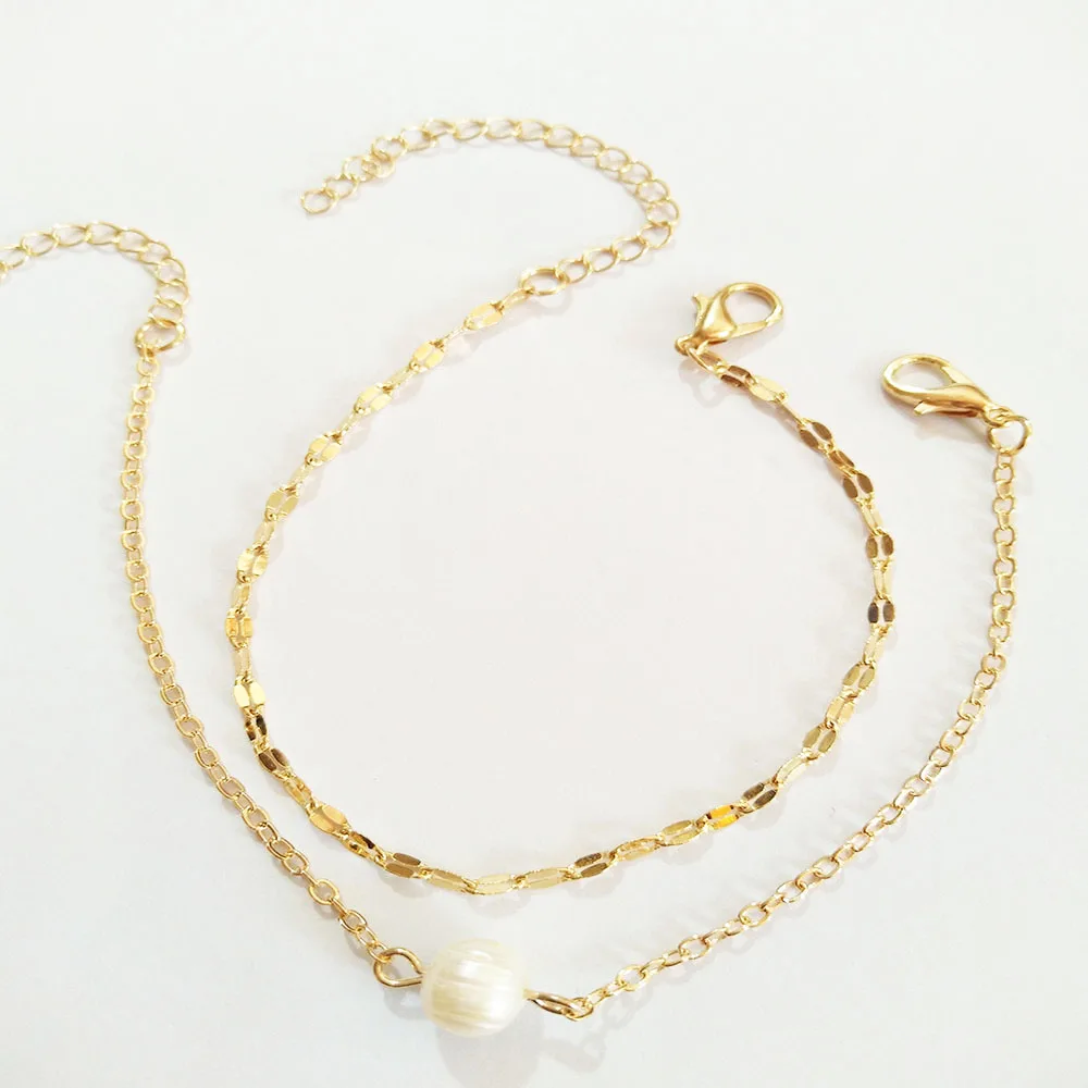 Богемский этнический стиль двухчастный браслет с цепочкой для губ 2020 модные украшения из пресноводных жемчужин подарки для девочек недорого.