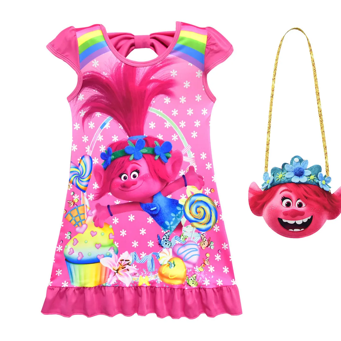 Детское платье с принтом троллей 2 пижамы| |