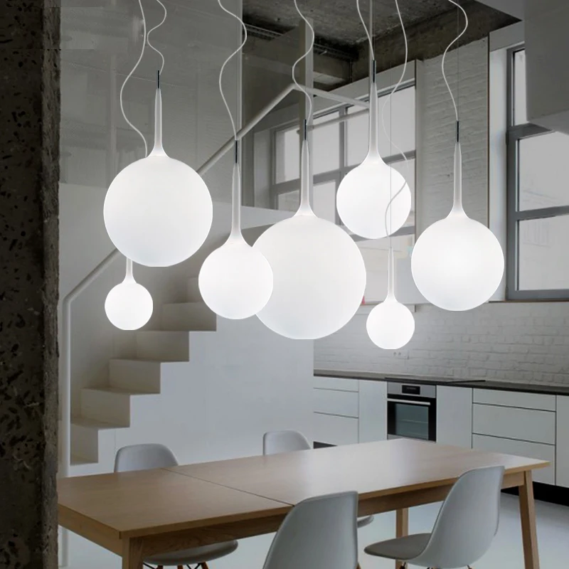 Скандинавские молочно белые стеклянные подвесные светильники современный
