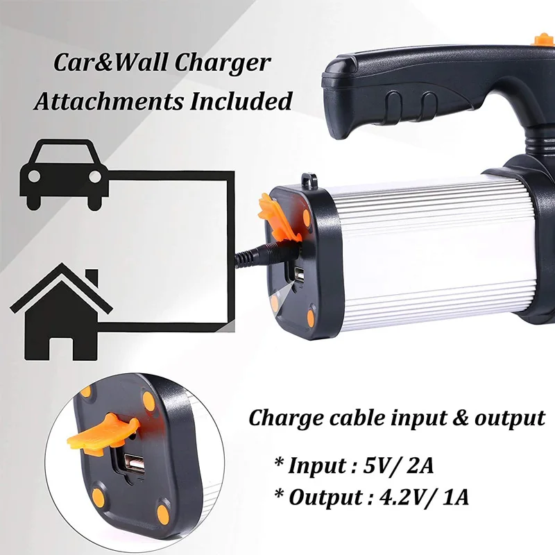 Супер яркий прожектор светодиодный фонарь USB Перезаряжаемые ручной фонарик с 6000