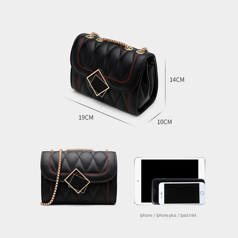 

Korean Small Square Bag Fashion Diamond Chain Shoulder Bag Female Bags Flap Diamond Lattice Golden Chain Cross Body Bags