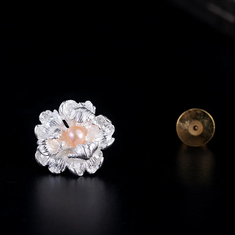 Мужская Винтажная брошь в виде цветка с жемчугом из серебра 925 пробы|Украшения