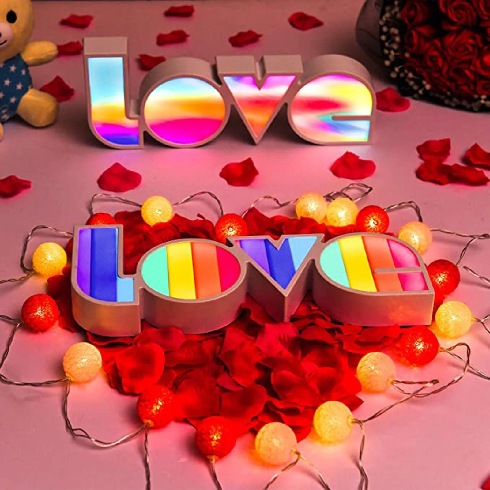 

Creative LED Letter Light Nightlight Rainbow Color Light Up Love Sign Decor Light Lamp Proposal Wedding Valentine's Day Decor#30