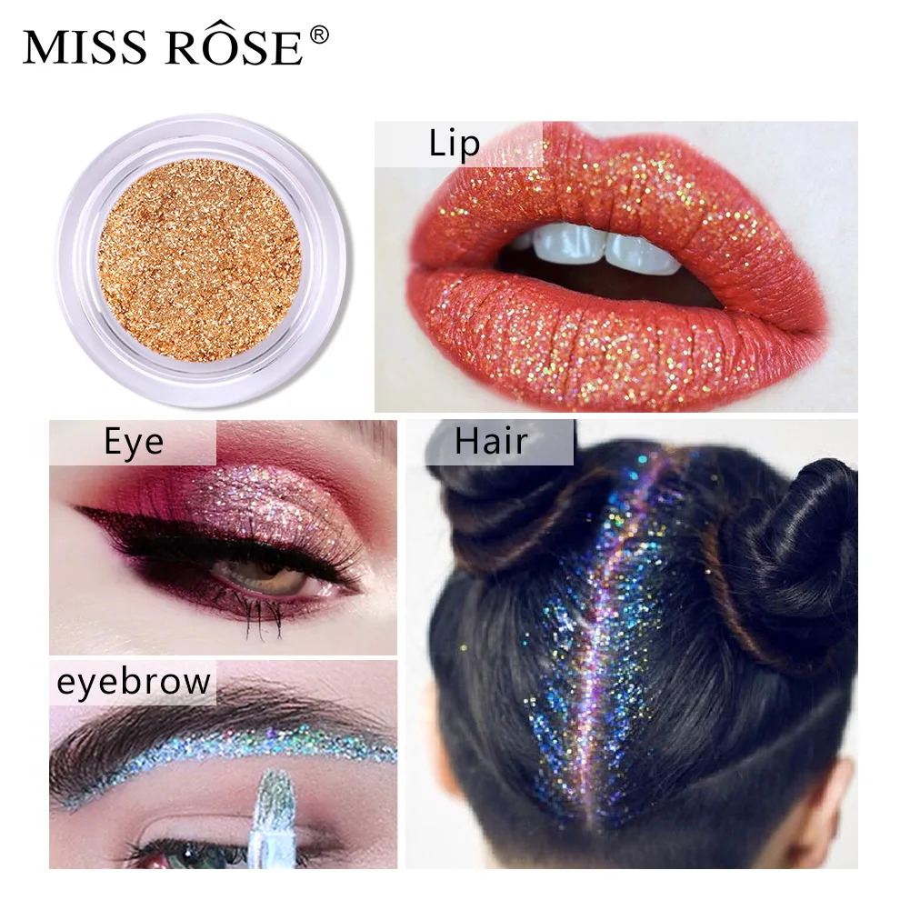 Розовые тени для век MISS ROSE цветные золотые Cong блестящие с высоким блеском жидкая