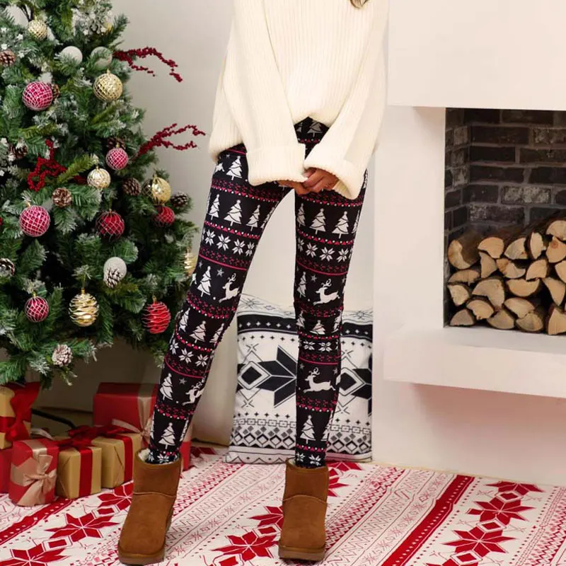 

2020 Christmas Leggings Women Xmas Long Leggings for Women Slim Workout Pants Female Winter Trouses Print Fitness Legging Ladies