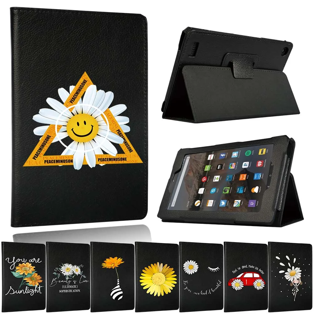 

Tablet Case for Fire 7(2015/2017/2019)/HD 8(2016/2017/2018)/HD 10(2015/2017/2019) - Daisy Series Leather Stand Cover Case