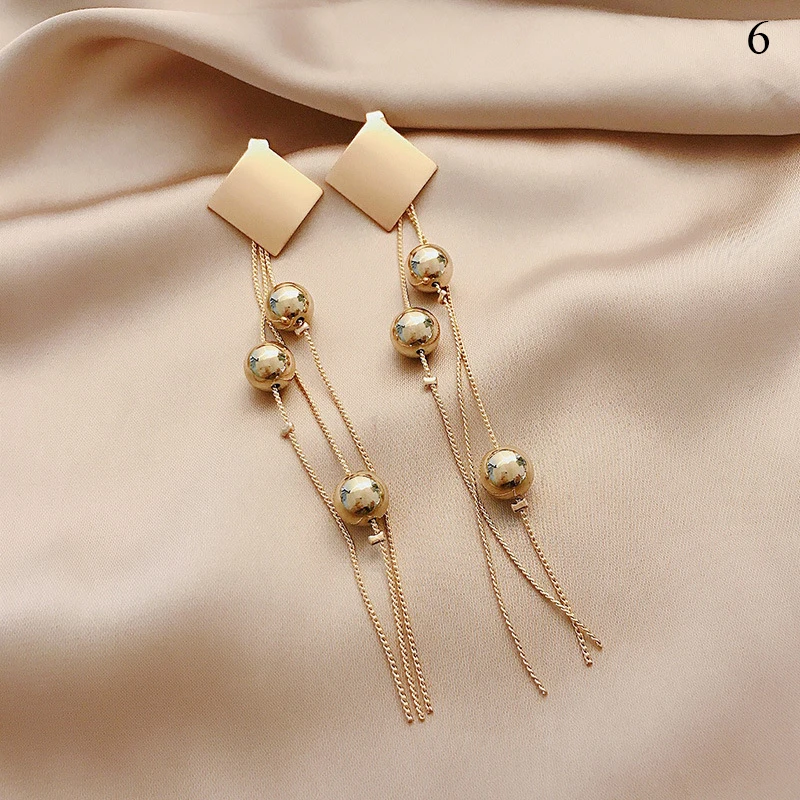 

2020 New Korean Vintage Sweet Rhinestone Pearl White Pink Long Tassel Drop Earrings For Women Elegant Crystal Pendant Jewelry