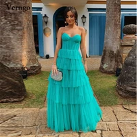 verngo elegant a line tulle prom dresses sweetheart bones tiered skirt long evening gowns women party dress robe de mariage