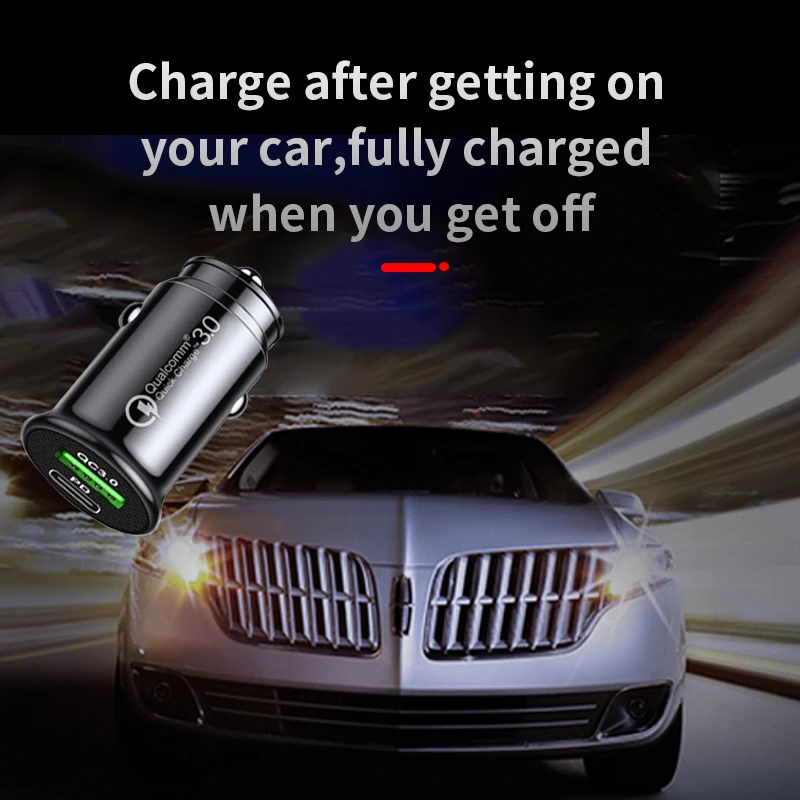 qc3 0 car charger fast charging white black mini shape car lighter slot pd 20w usb type c charge mobile phone free global shipping