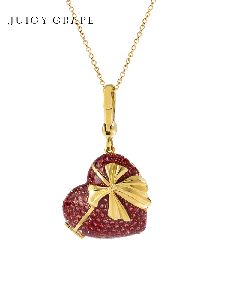 Красное сердце с бантом бриллиантовое ювелирное изделие подарок сочный виноград
