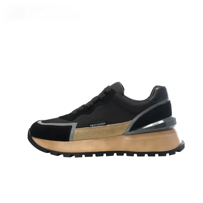 

QUHENG Women Sneakers Flat Platform shoes Cow Leather spring fashion Reflective Breathable Thick bottom Ladies Shoes