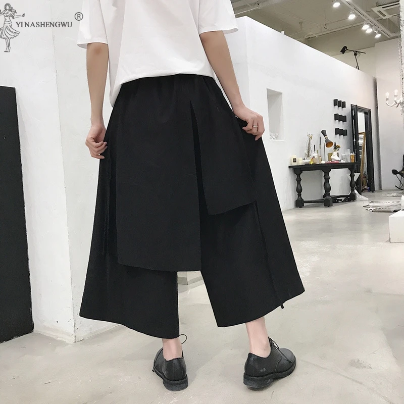 Мужские японские шаровары винтажные свободные джоггеры брюки Haori Cross-Pants широкие