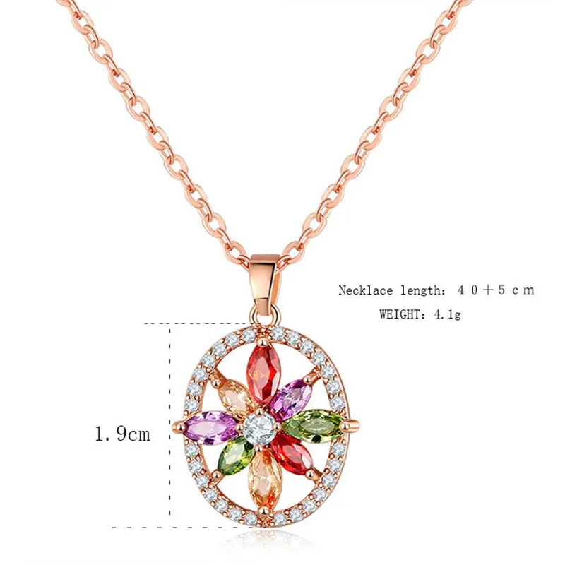

ZSLBS Fashion Pendant Necklace For Women Necklaces Chain Crystal Round Necklace Copper Zircon Colorful Bijoux Collier Elegant