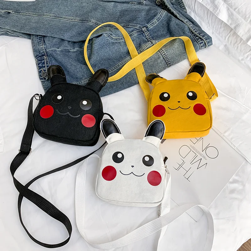 

Go Pokemon Shoulderbag High Quality Thick Metal Chain Cloud Dumplings Pikachu Women Teens Clutch Canvas Bag Female Shoulder Bags