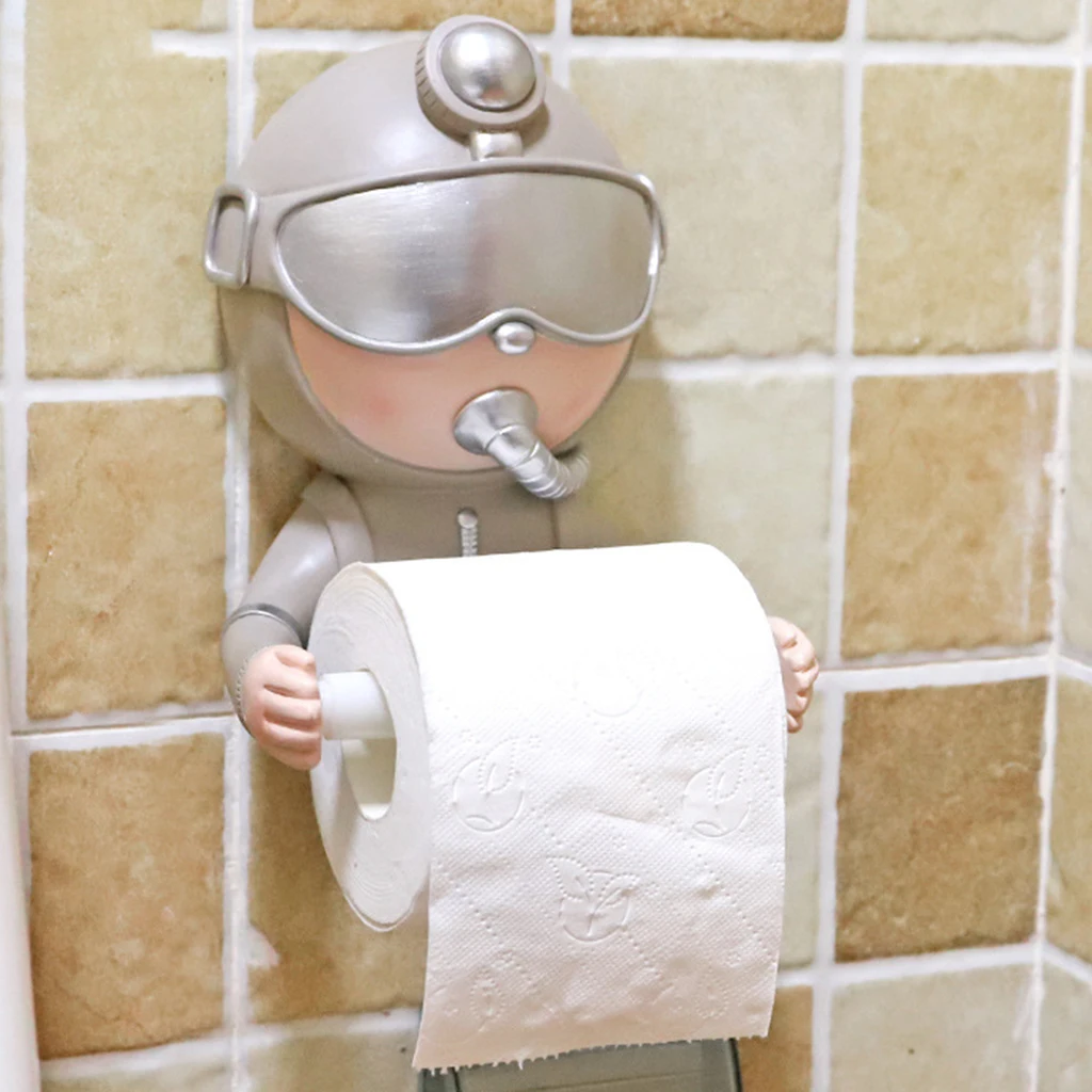 Funny Cute Diver Toilet Paper Roll Holder Home Tissue Stand Decor Punch Free
