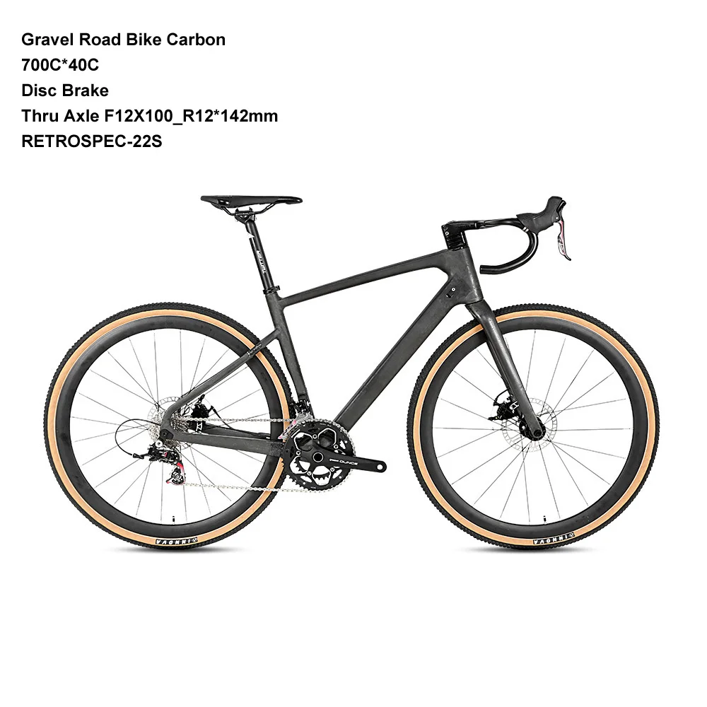 Road Bike Carbon 700C Gravel Road Bicycle 22s Disc Brake Thru Axle 12x142mm 700c*40c Tire AM Cross Country Cycling