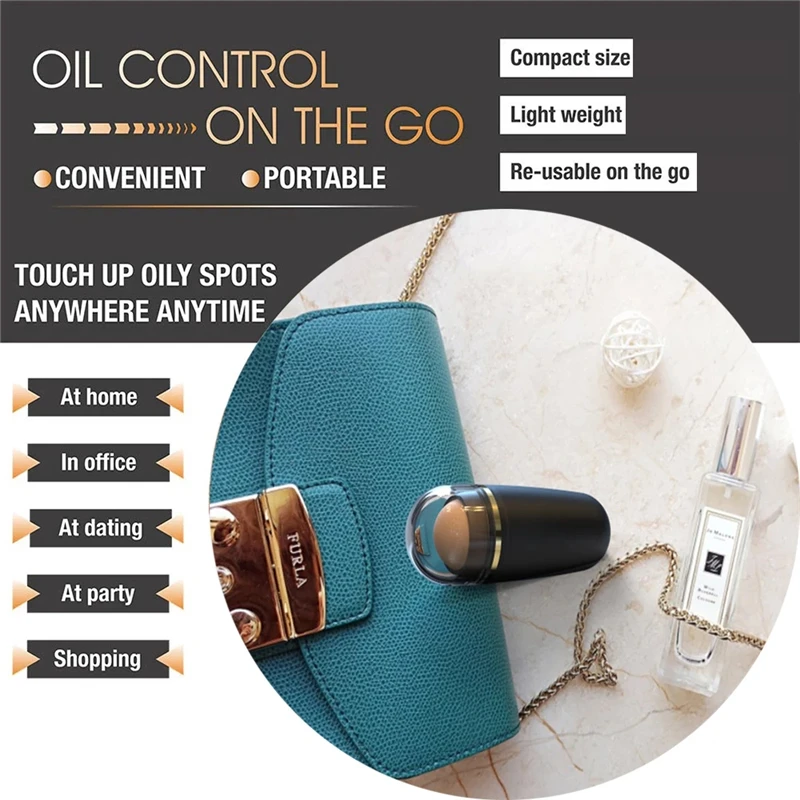 Face Oil Absorbing Roller Natural Volcanic Stone Massage Body Stick Makeup Skin Care Tool Facial Pores Cleaning |