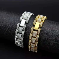 bracelet for men women full iced out jewelry for men hip hop bling bling luxury big gold chain mens bangle charm bracelets gifts