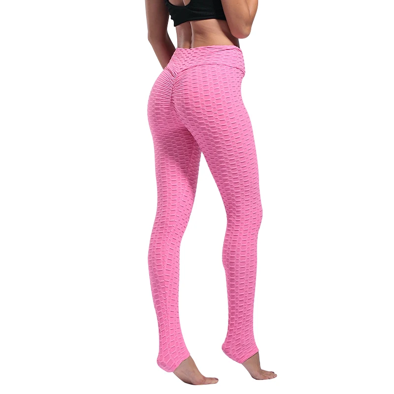 pink Женские леггинсы, антицеллюлитные, сексуальные, высокая талия, подтягивающие, обтягивающие штаны, обтягивающие, для тренировки, фитнеса - Цвет: pink