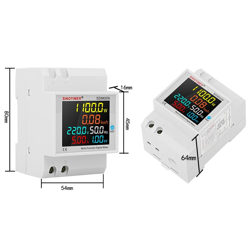 Din Rail LCD Digital Voltmeter Voltage Current Power Wattmeter Electric Energy kWh Meter Frequency Volt Amp Monitor AC 220V 110V |