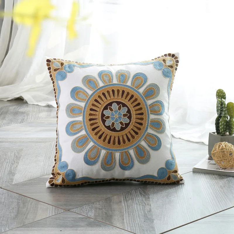 Женская наволочка в этническом стиле квадратная с вышивкой 45x45 см украшение для