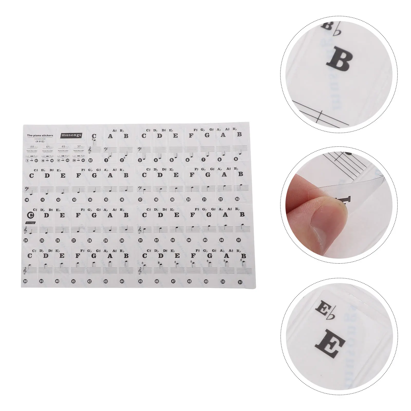 

1pc Transparent Removable Creative Durable Piano Learning Stickers Piano Keyboard Decals