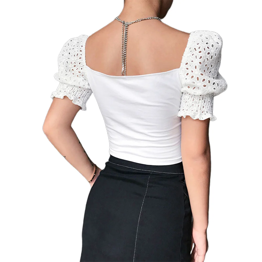 Модная женская Сетчатая футболка с коротким рукавом элегантный белый летний