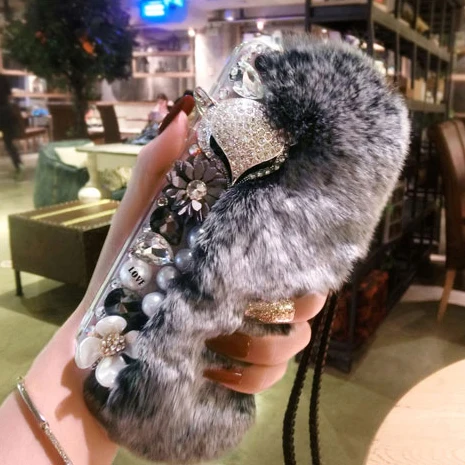 

Leopard Fur Phone Case For OPPO Realme C15 C11 C3 XT X2 Cover Fox Pearl Phone Case For OPPO A5 A9 2020 Reno 3 4 Pro Lanyard