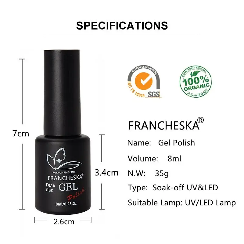 Francheska color01-36 Гель-лак для ногтей замачиваемый Гель-лак для ногтей unha nail art gellak nagels spulletjes lakiery hybrydowe лак